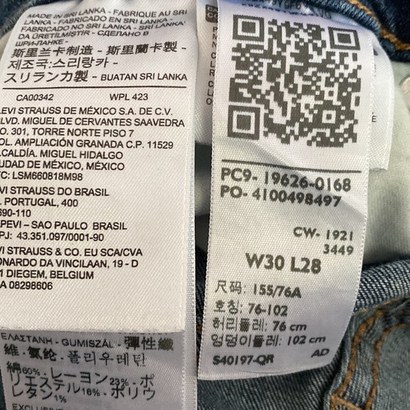 LEVI’S 311 Shaping Skinny Jeans width 30 length 28 12 - Picture 6 of 6